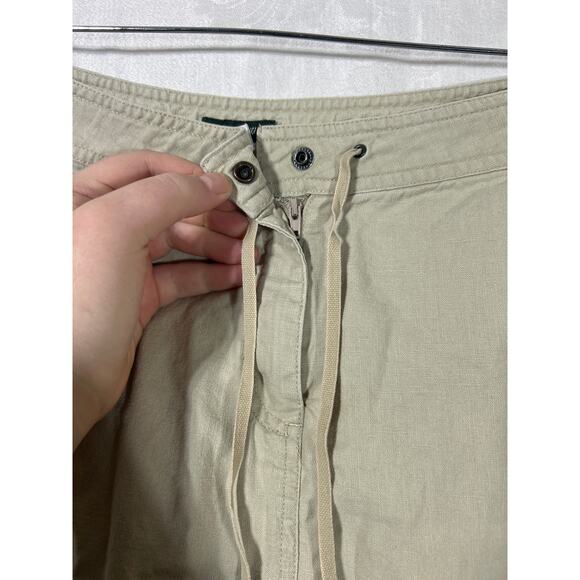 J Crew Skirt 10 Tan A Line Midi Linen Blend Y2K Vintage - Picture 3 of 11